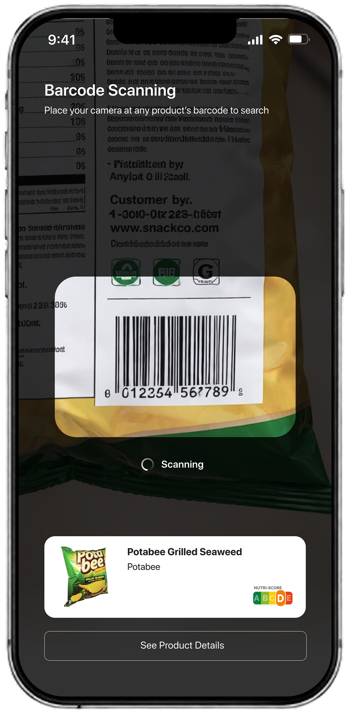 Barcode scanning screen